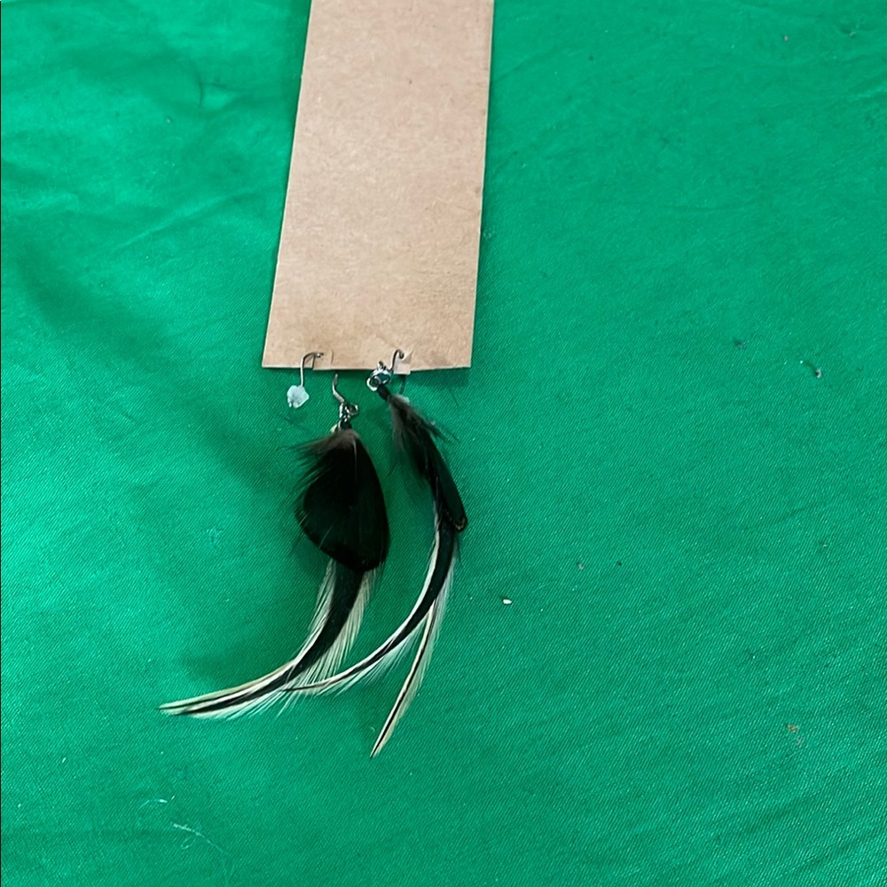 Black and White Feather Earrings